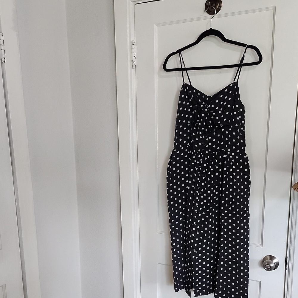 Xhilaration Black & White Polka Dot Midi Dress